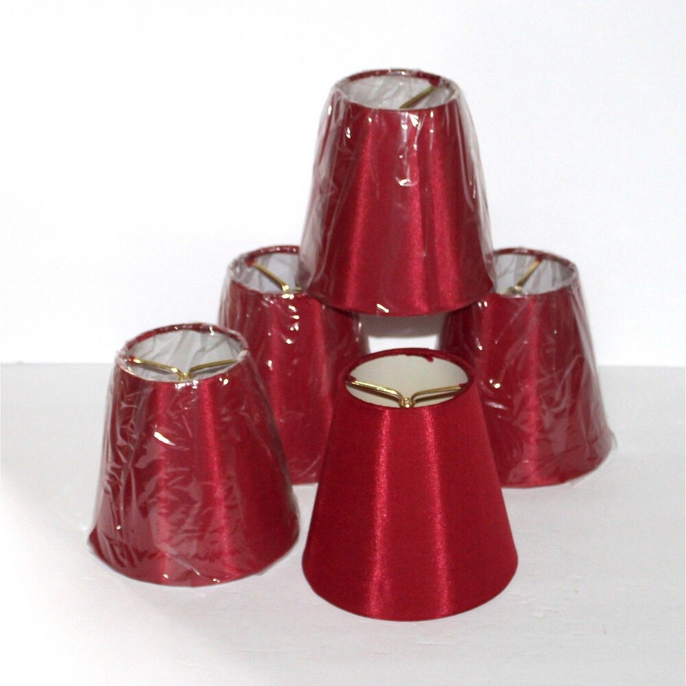 Set 5 Burgundy Lamp Shades Clip On chandelier red 5" tall